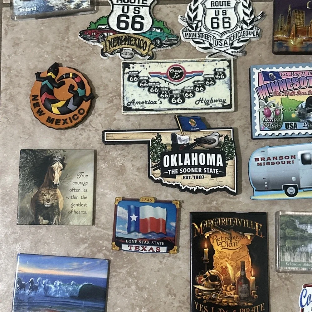 Vintage 80s 90s Fridge Magnet Lot of 22 - Route 66 USA Travel Souvenir Collect